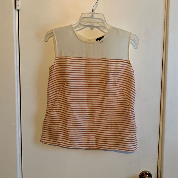 Ann Taylor EUC orange/cream striped tank Size 4P - Picture 1 of 4